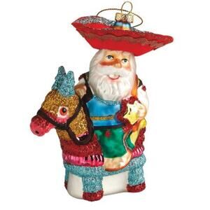 Destination Holiday Fiesta Santa Glass Christmas Ornament